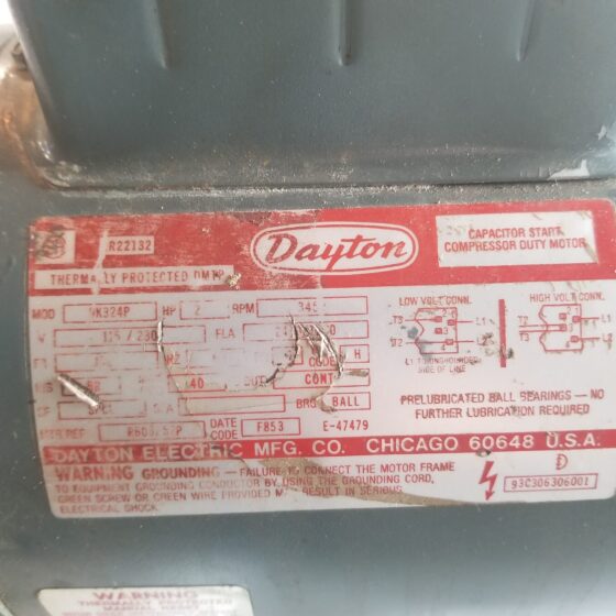 Dayton 9K324P 2 HP Compressor Motor